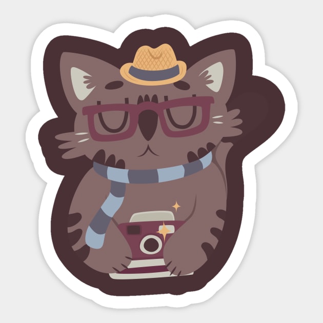 Hipster Cat Sticker by clairestamper